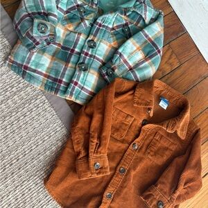 3/6M Cat & Jack Plaid & Corduroy Button Down Jacket Lot Of 2
